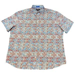 Johnston & Murphy Mosaic Textured Cotton Short-Sleeve Shirt Mens XXL